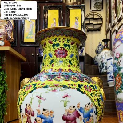 Bình Vẽ Tay Cao Cấp Họa Tiết Bách Phúc